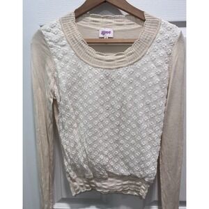 Leggiadro Women's Sweater Knit Silk Cashmere Casual L/S Floral Crewneck Medium